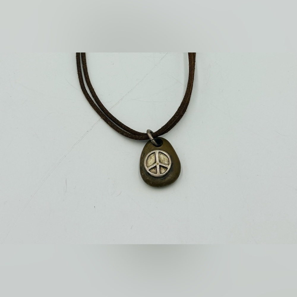 Peace Silver Rock Necklace